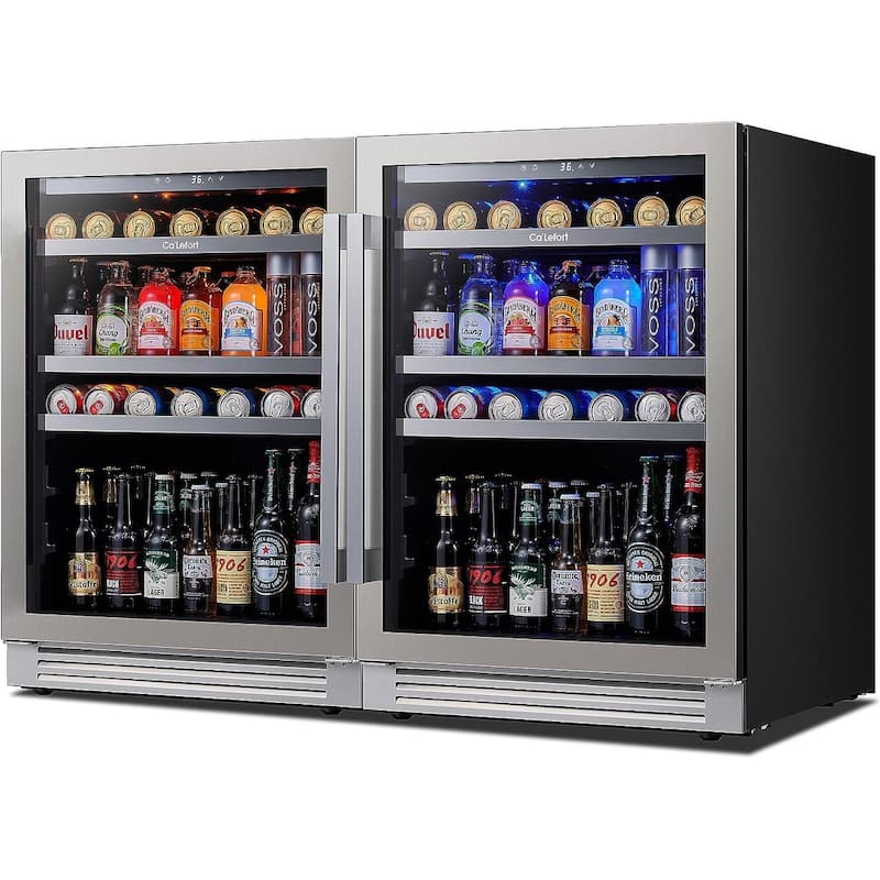 TWO Beverage Cooler 280 Can Beverage Center Refrigerators (Set of 2x24inch) - 48 inch