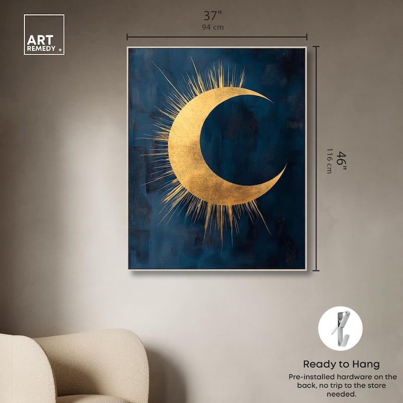 Gold Moon on Indigo Canvas by Art Remedy