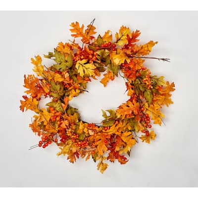 24" Fall Leaves Wreath on Natural Twig Base