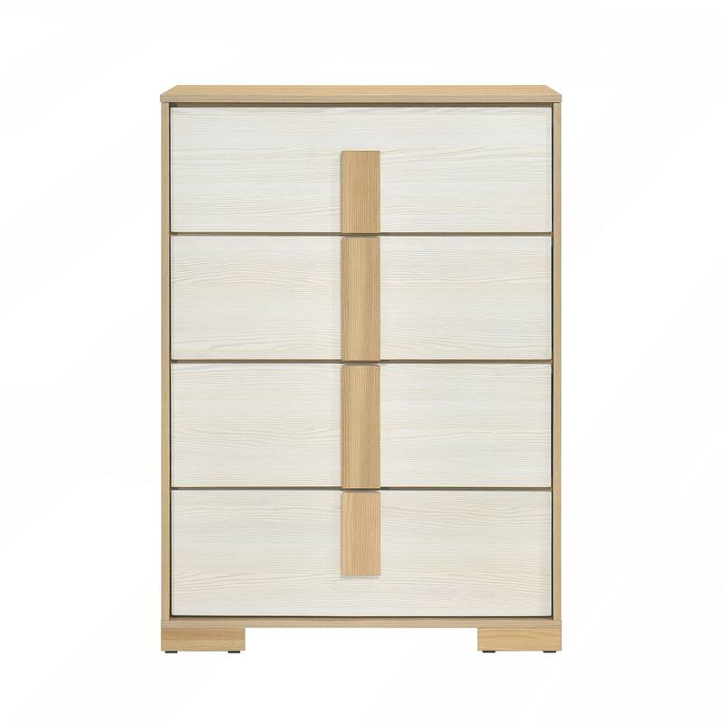 Contemporary Natural and White Finish 4-Drawer Storage Chest - Natural and White - 4-drawer