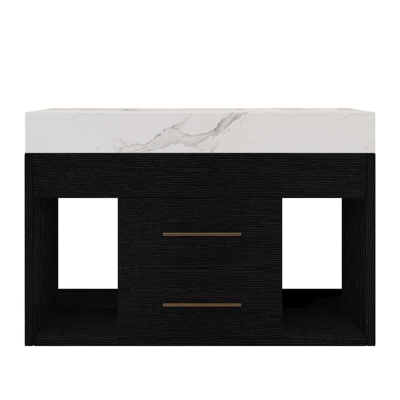 29.9" Modern Floating Bathroom Vanity - Sintered Stone Top with Ceramic Undermount Sink, Wall-Mounted for Small Bathrooms