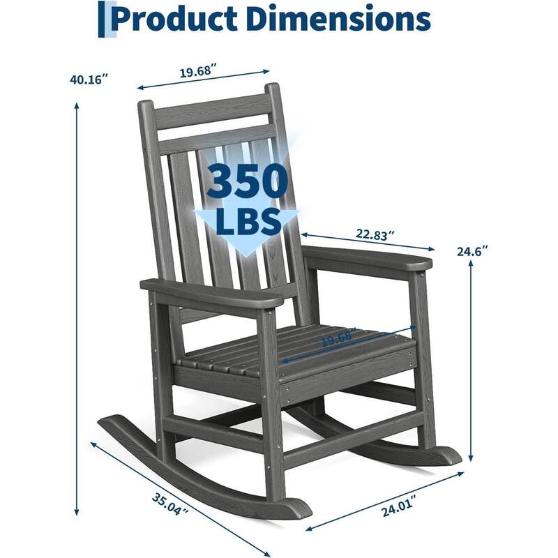 2 PCS HDPE Rocking Chair Outdoor, Porch Rocker Chairs for Patio Front Porch