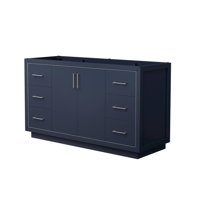 Wyndham Collection WCF1111-60S-CX-MXX Icon 60" Single Free Standing - Dark Blue / Brushed Nickel Hardware