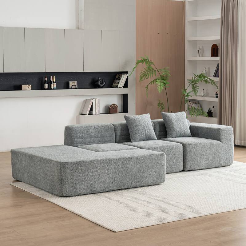 Roomfitters Full-Compressed Sectional Sofa with Free-Combined Design for Living Room Style and Adaptability