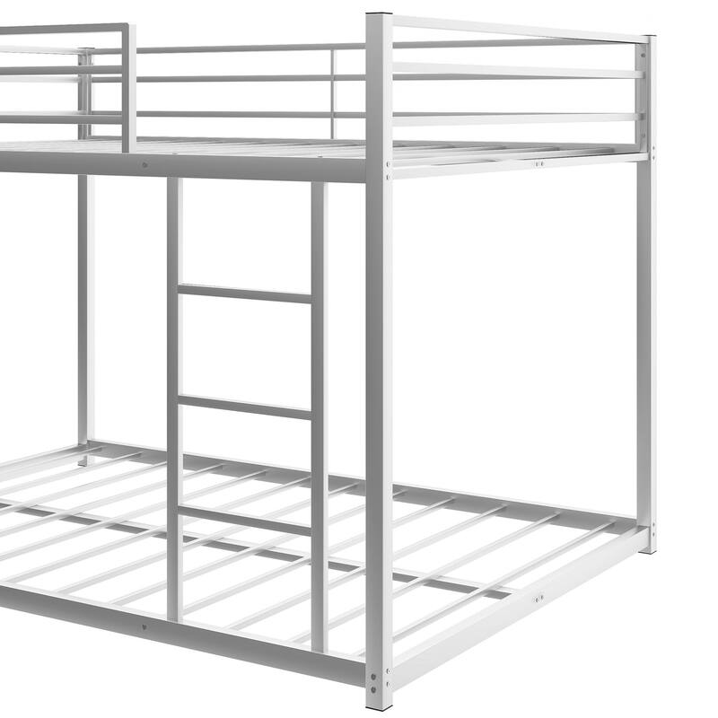 Metal Bunk Bed, Low Bunk Bed with Ladder