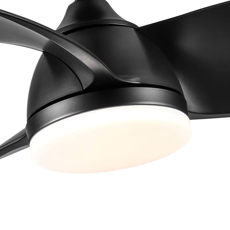 YUHAO 28 in. Integrated LED Indoor Matte White Ceiling Fans with Light Kit and Remote Control