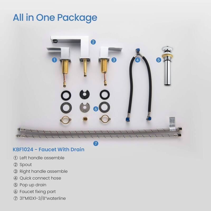 Cube 8“ Widespread Bathroom Sink Faucet with Drain Assembly