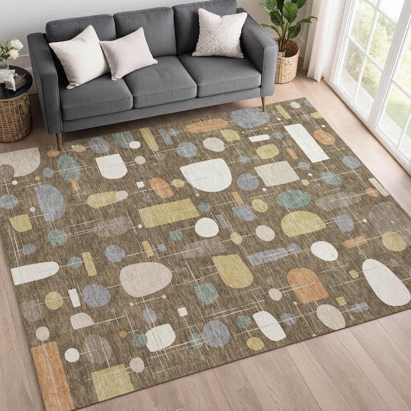 Machine Washable Indoor/ Outdoor Contemporary Fun Chantille Rug