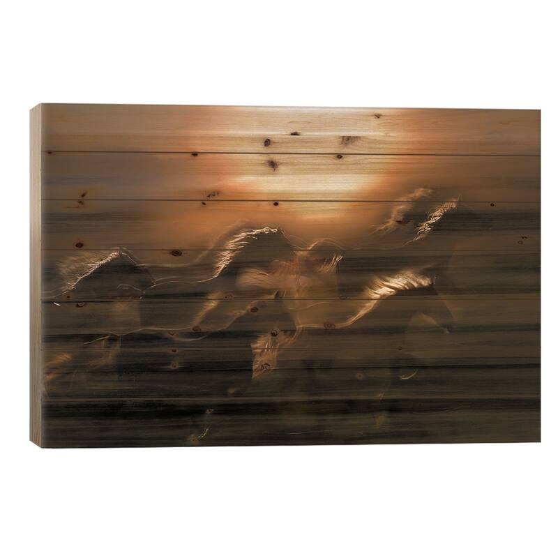 Morning Gallop Print On Wood by Milan Malovrh - Multi-Color - 26x40x1.5