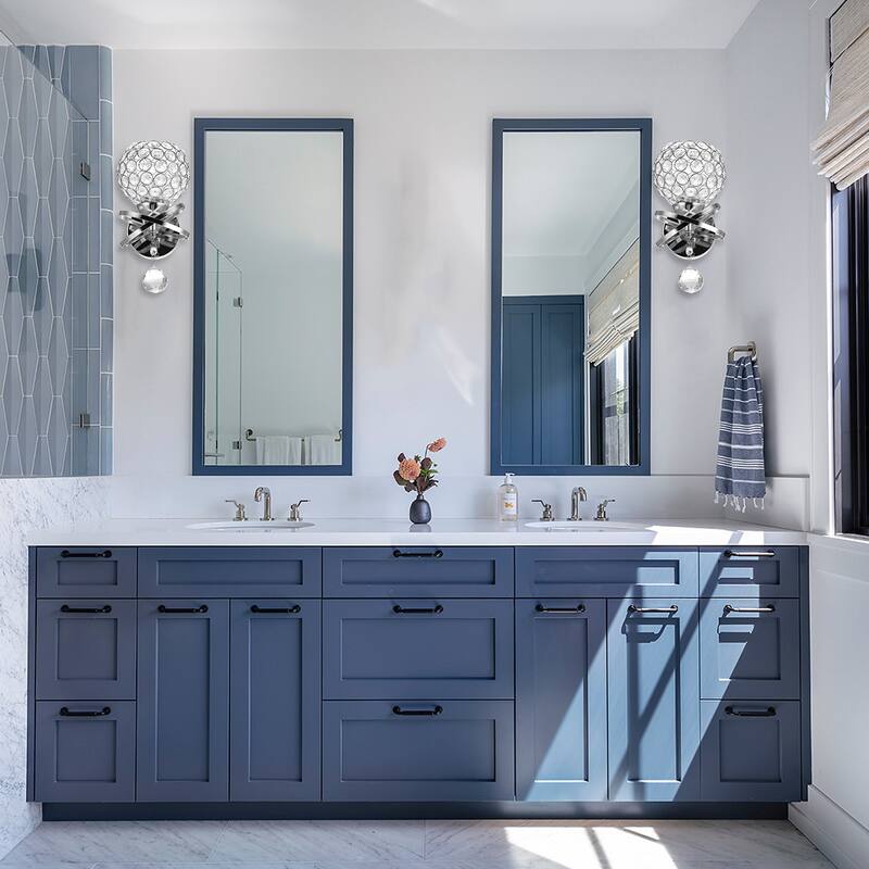 YANSUN 5.12 in. 1-Light Chrome Indoor Antique Modern Rustic Wall Sconce with Metal Crystal Shade - 5.12in.