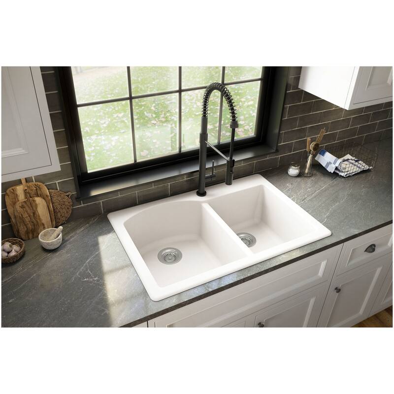 Karran USA QT-610 Quartz QT 33" Drop In Double Basin Quartz Composite