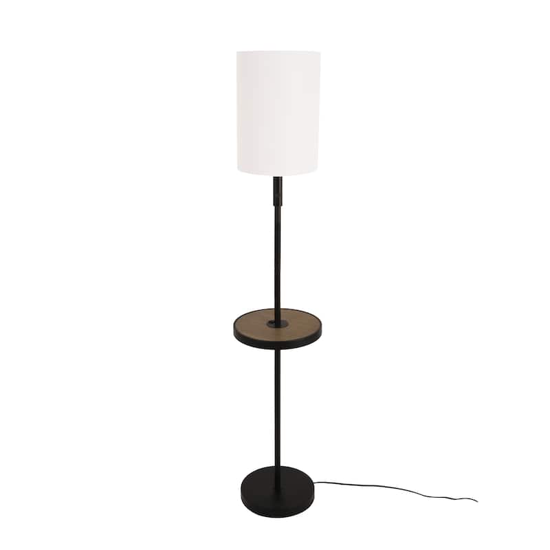 Metal Wood Floor Lamp with USB Port