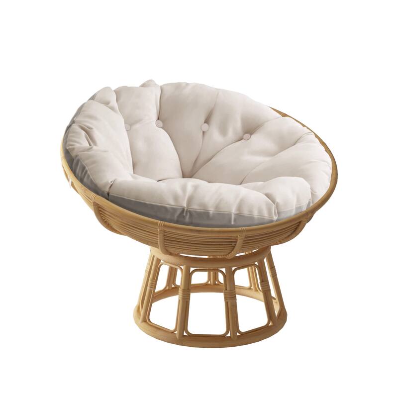 WOWMAX Papasan Chair Cushion Only with Ties Thick Round Cushion Ivory (No wooden base or chair)