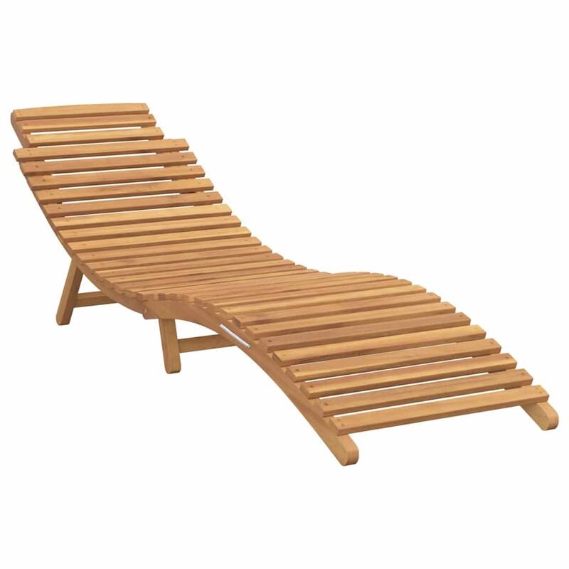 vidaXL Sun Lounger Cream white 188 x 55 x 59 cm Solid teak wood - 74.0 x 21.7 x 23.2