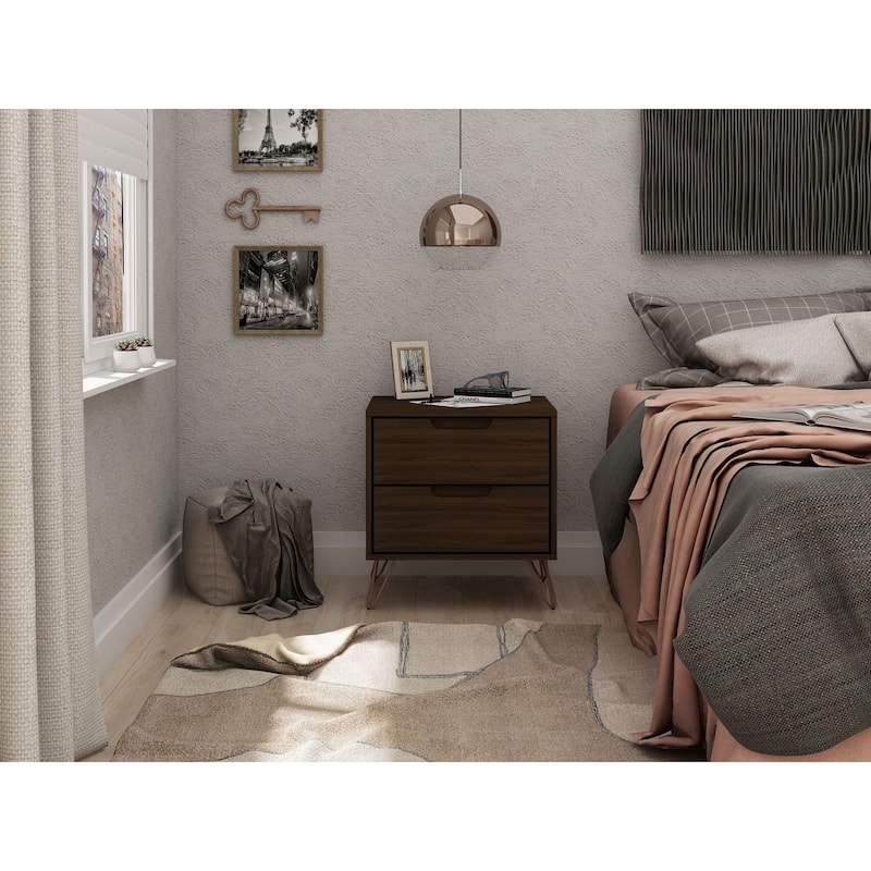 Manhattan Comfort Rockefeller 20" Nightstand (2-Drawer)