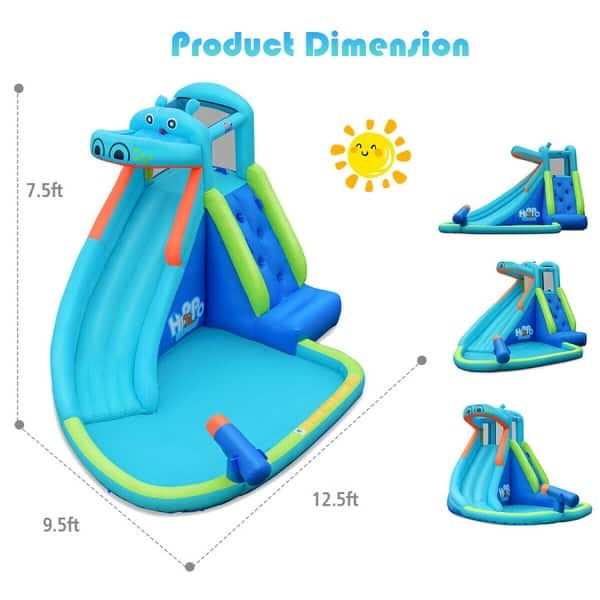 slide 2 of 11, Inflatable Water Pool with Splash and Slide Without Blower - 9.5" x 12.5" x 7.5" (L x W x H) Kids