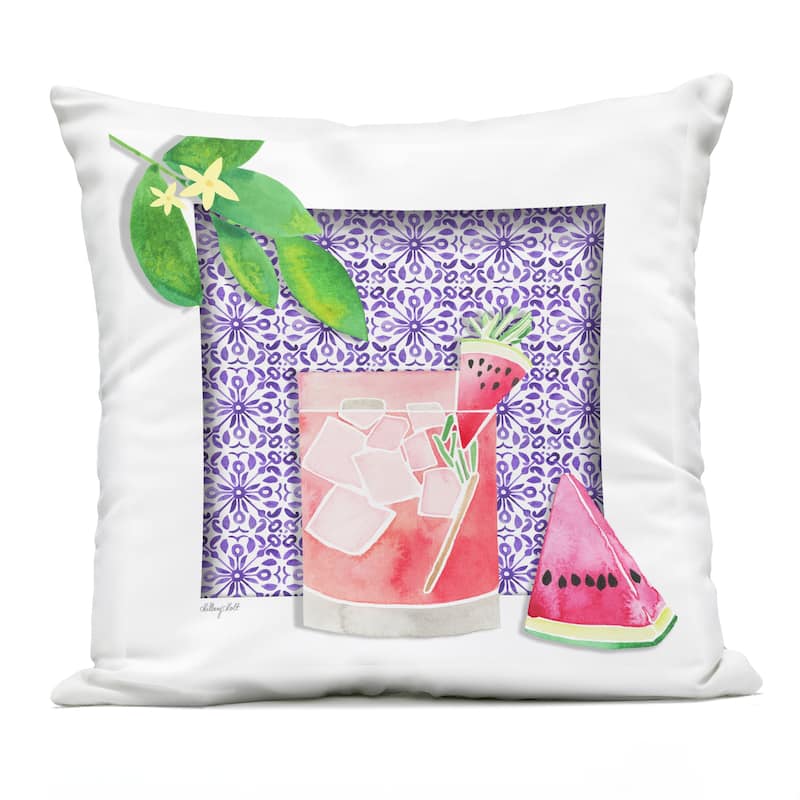Stupell Mediterranean Watermelon Drink Printed Outdoor Throw Pillow Design by Hillary Holt - Accent - Polyester - Purple - Single