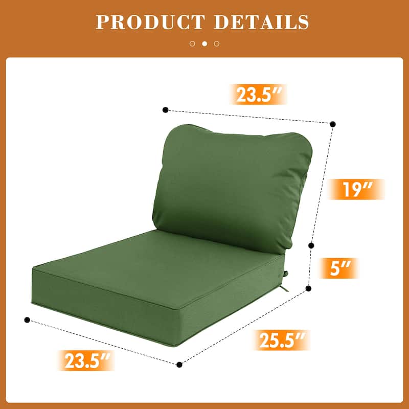 Waterproof Outdoor Deep Seat Cushion Set for Patio Furniture and Chairs