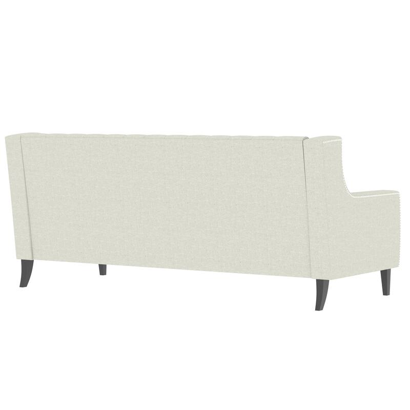 78.75" Polyester Button-Tufted Mid-Century Modern 3-Seater Sofa with High-Resilience Foam Cushions and Sturdy Wooden Frame