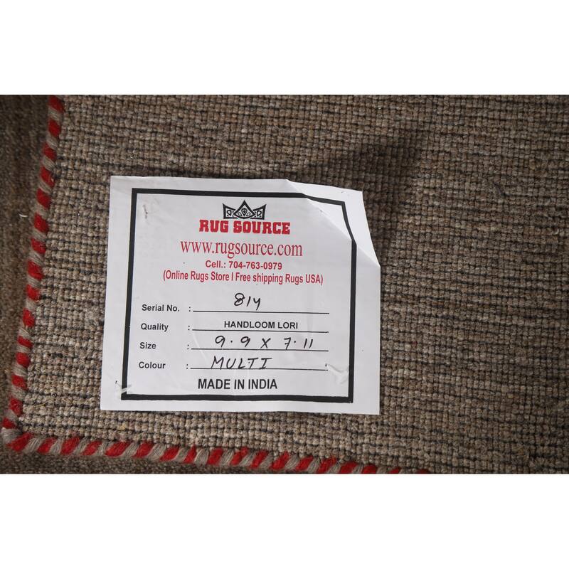 Hand Knotted Oriental 100% Wool Carpet Tribal Tribal Brown Gabbeh Area Rug - 9' 9'' X 7' 11''