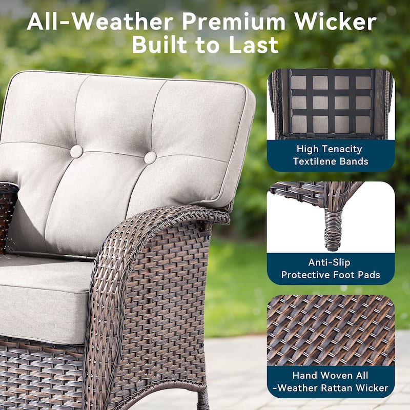 3 Pieces Outdoor Patio Chairs with Side Table All Weather