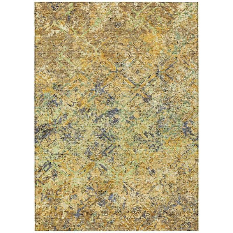Machine Washable Indoor/ Outdoor Chantille Distressed Diamonds Rug