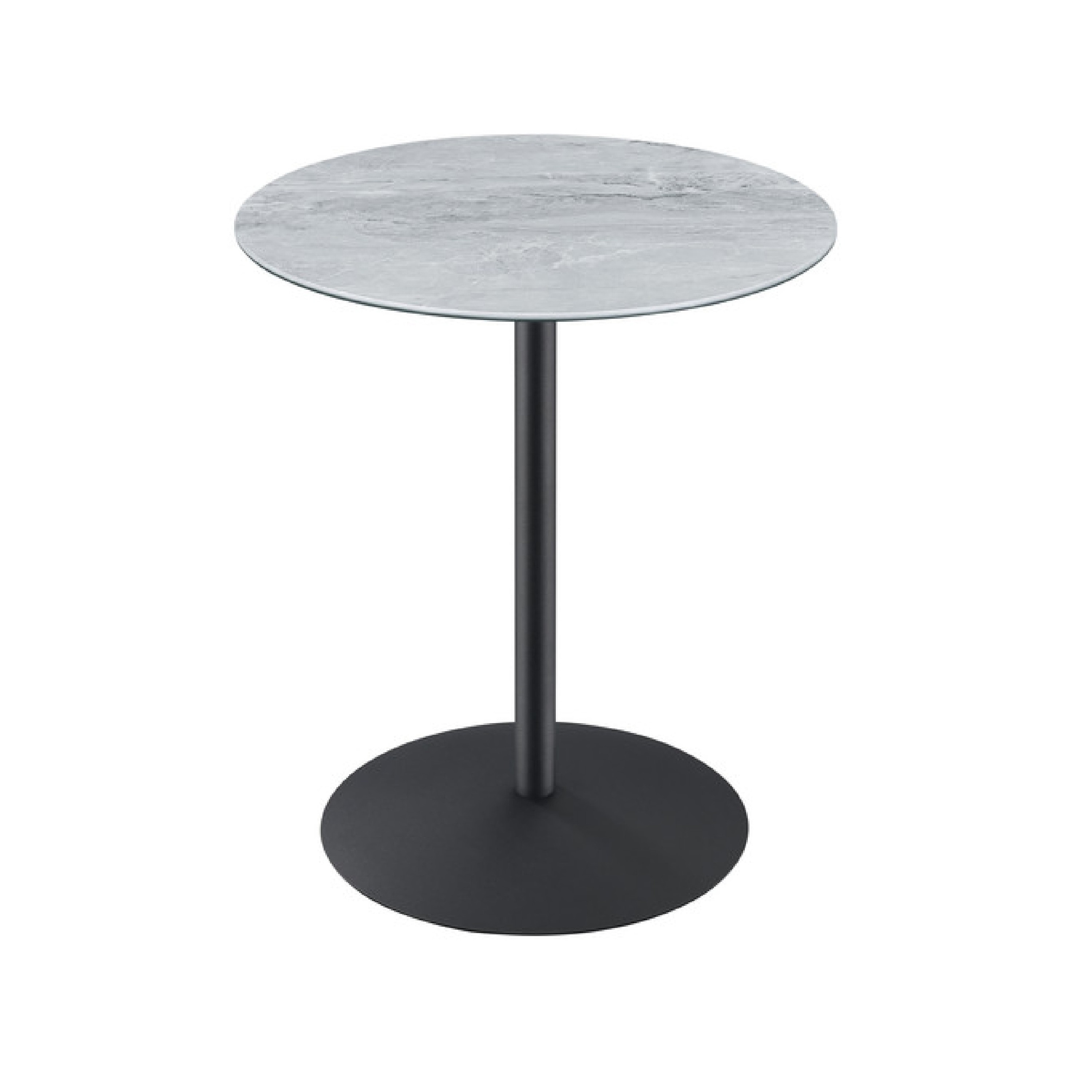 Ciry Side End Table, 18 Inch Round Gray Marble Glass Top, Steel Base