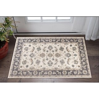 HomeRoots 3' X 5' Gray and Ivory Floral Area Rug - 3'6" - Bed Bath ...