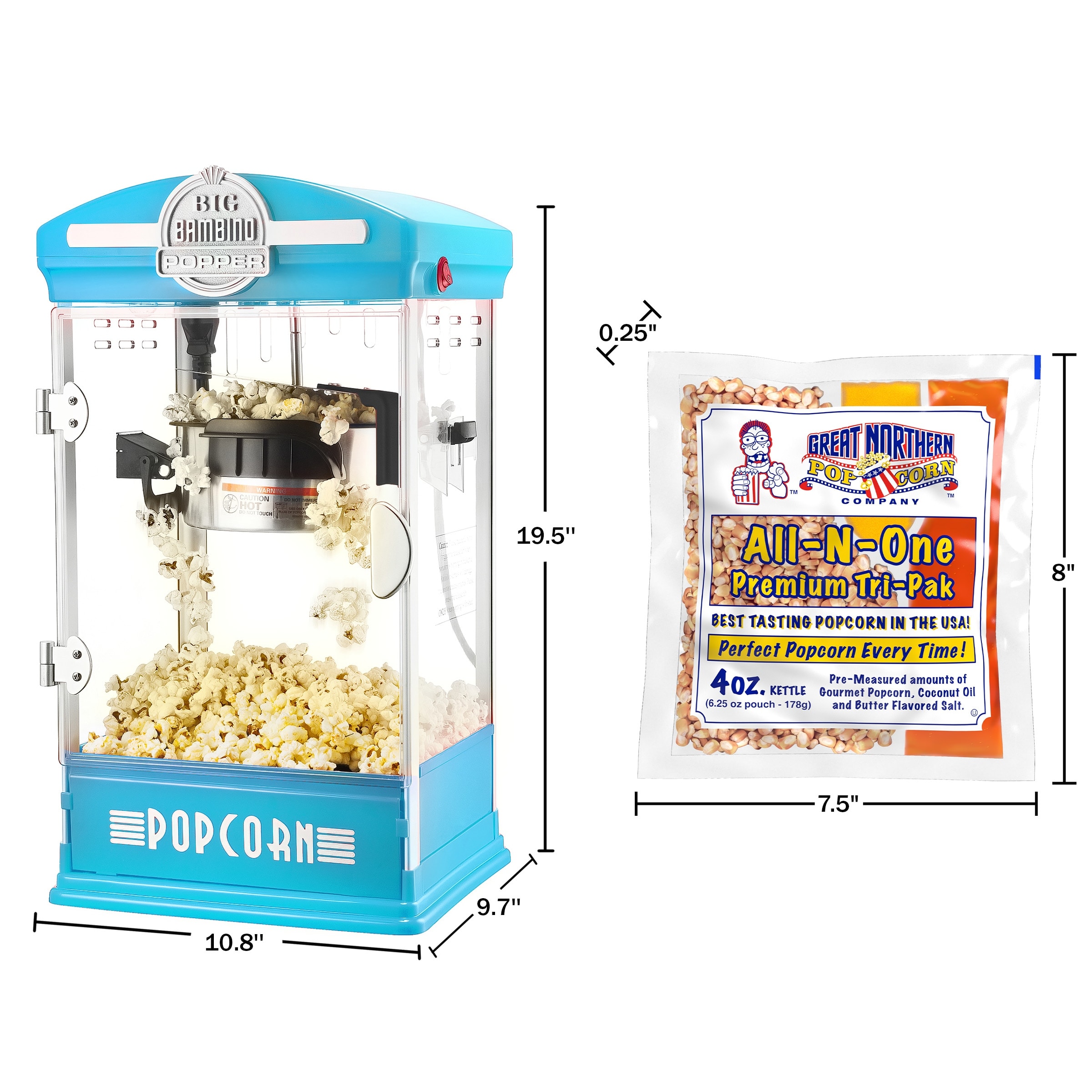 Dare Forbandet Notesbog Big Bambino Popcorn Machine with 12 Pack of All-In-One Popcorn Kernel  Packets by Great Northern Popcorn (Blue) - On Sale - Overstock - 36763303