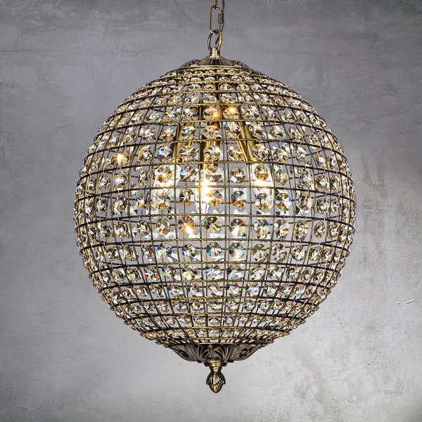 slide 2 of 9, CraftHome Vintage Globe Crystal Chandelier in Antique Gold