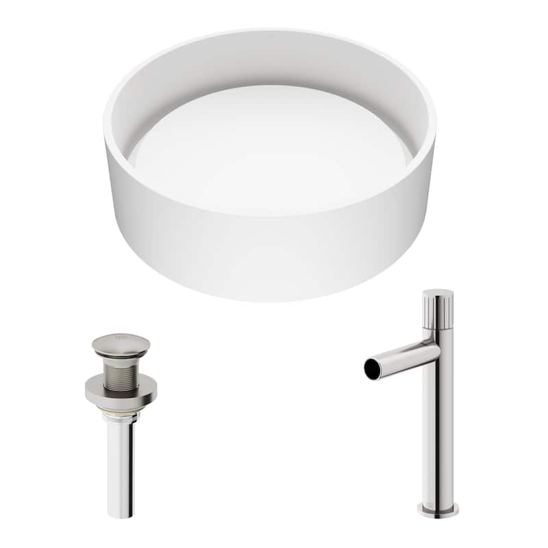 VIGO Anvil 16"L x 16"W MatteStone Vessel Sink and Ashford 11"H Faucet Set