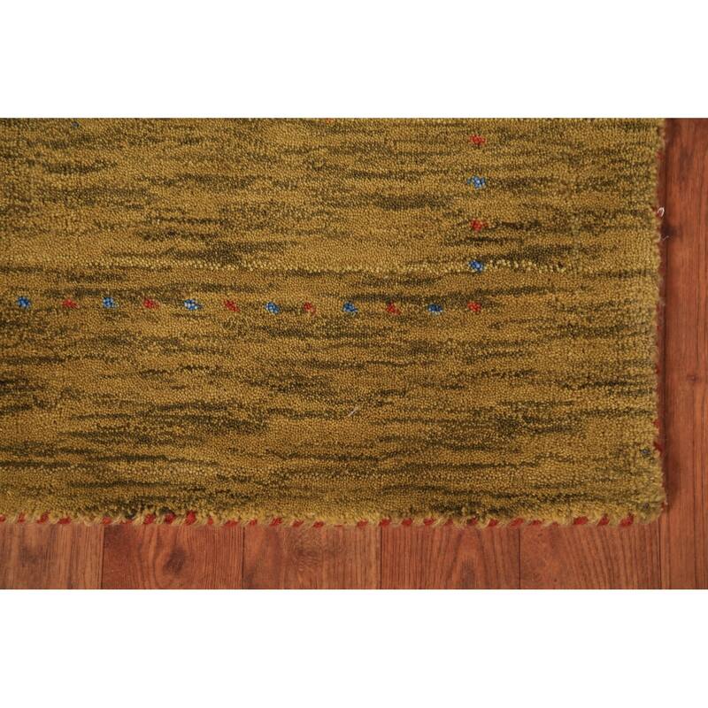 Green Gabbeh Indian Foyer Rug Handmade Wool Carpet - 2'11" x 4'10"