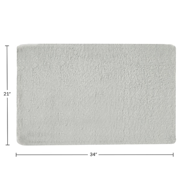 dimension image slide 8 of 11, Fake Fur Bath Mat - 21x34-Inch Machine Washable Nonslip Small Rug for Bathroom, Hallway, or Kitchen by Home-Complete