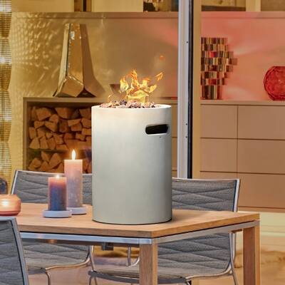 Outdoor 10-Inch Round Portable Tabletop Fire Pit Propane Concrete Fireplace
