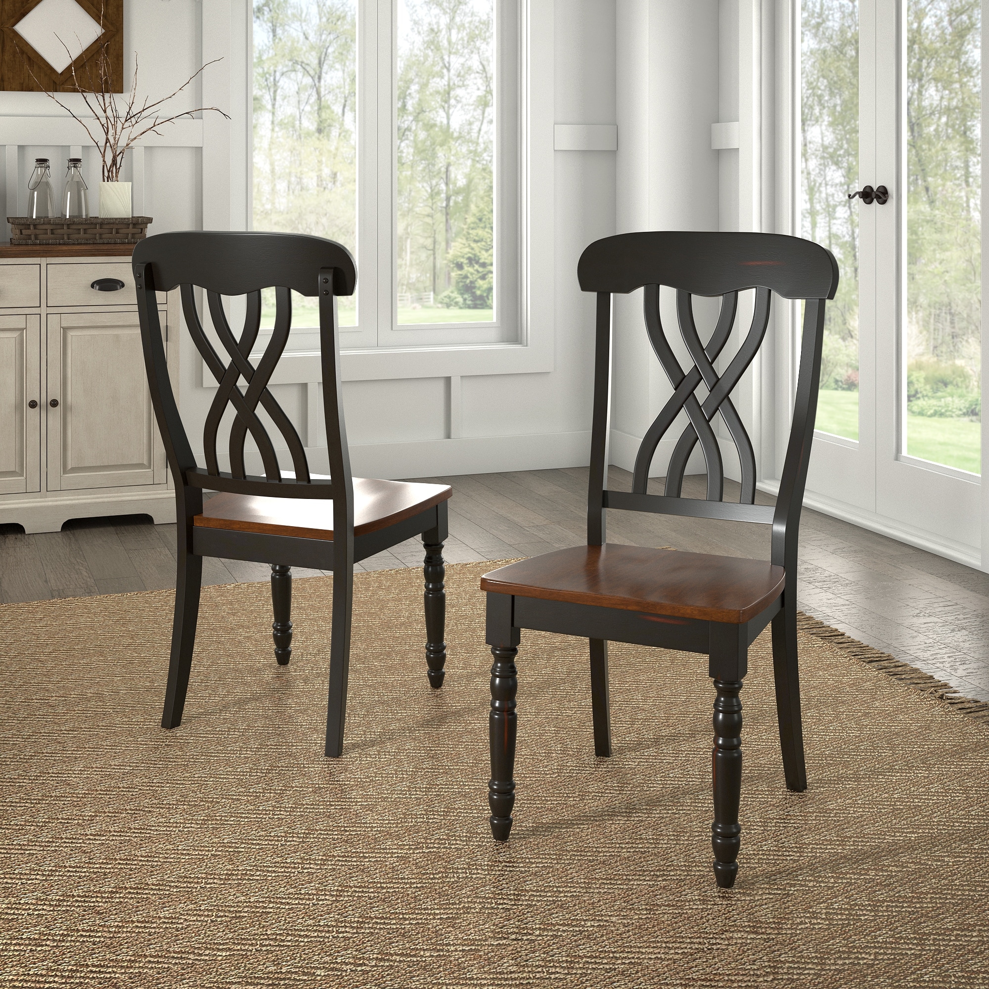 Two tone wooden dining chairs discount