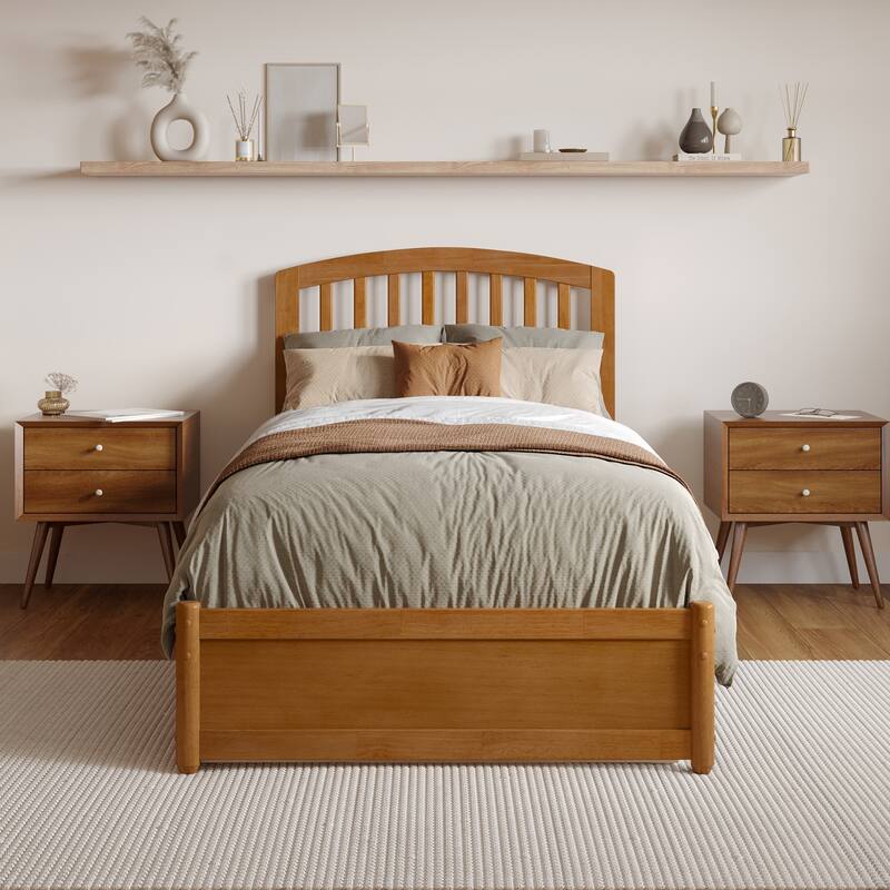 Lucia Platform Bed with Panel Footboard and Twin XL Trundle