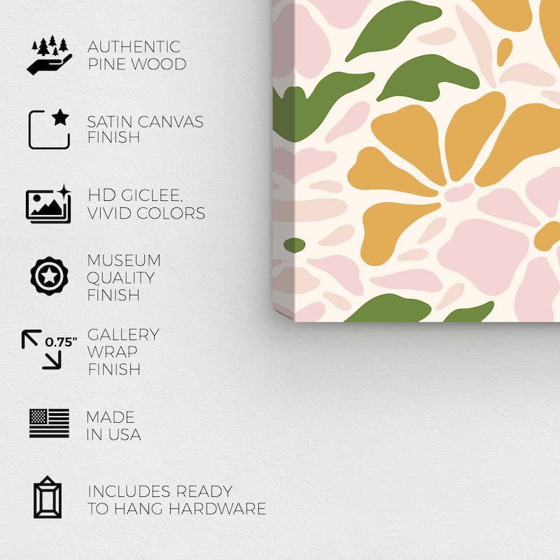 Wynwood Studio Canvas Fashion and Glam Floral Garden Pattern II Green Modern & Contemporary Wall Art Canvas Print