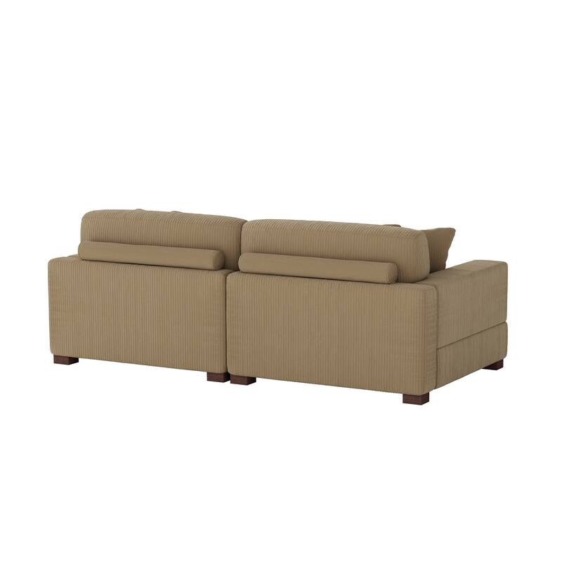 Ella 82" W/ 118" W Corduroy Modular Sectional Sofa with Ottoman