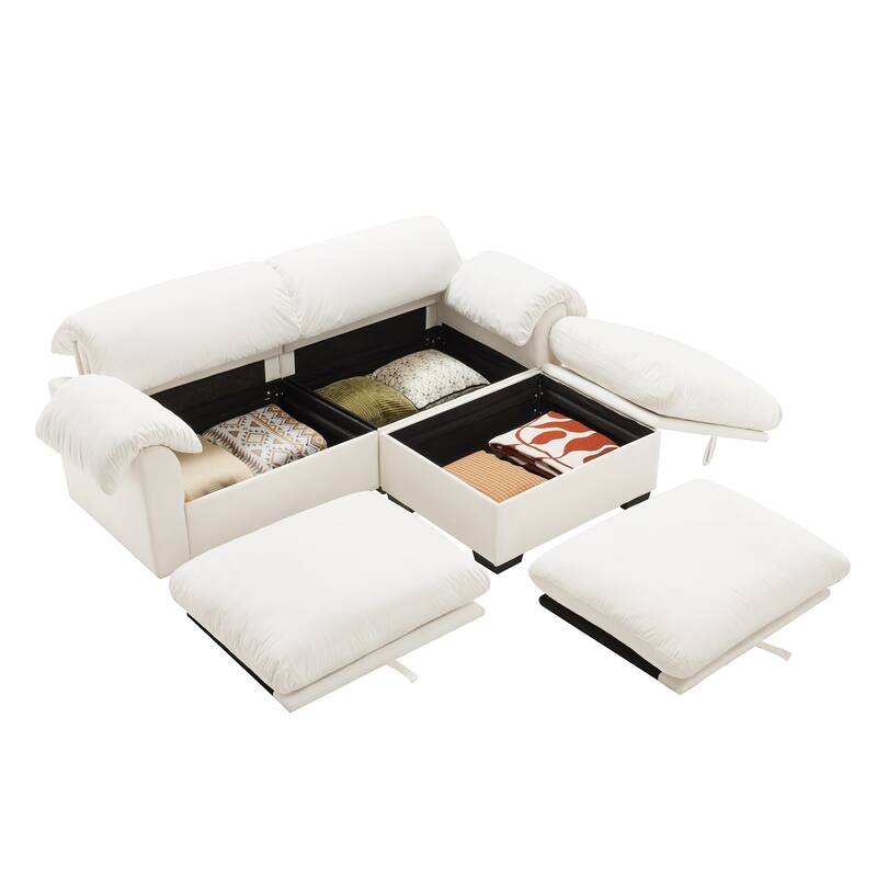 Velvet Fabric Modular Cloud Couch with Storage Seat,Free Combination