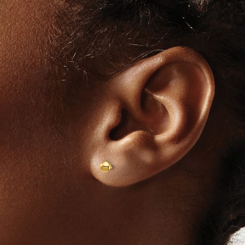 Curata 14k Bar and Ball Post Earrings Set - 9x1mm Wide