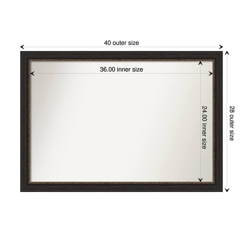 Non-Beveled Bathroom Wall Mirror - Accent Bronze Narrow Frame - 40 x 28 in - Accent Bronze Narrow