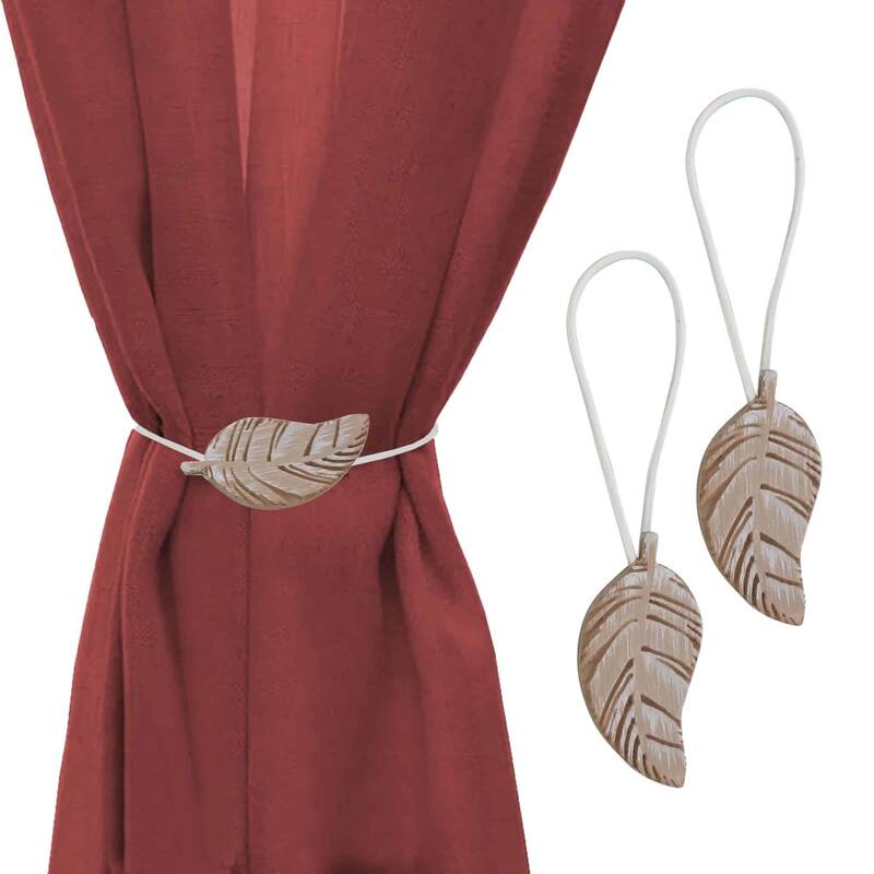 Set of 2 Wooden Leave Tieback With Magnet Sonora Small Size - 2 Tiebacks