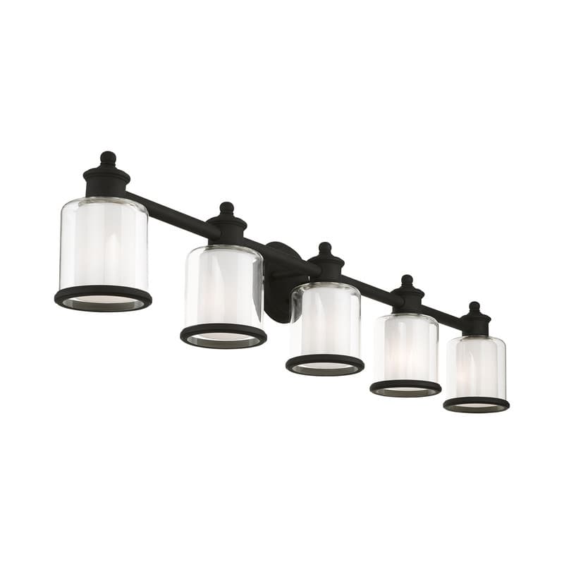 Livex Lighting 5 Light Black Bath Light, 40215-04 - 45.5" W x 9" H x 6.5" Ext.