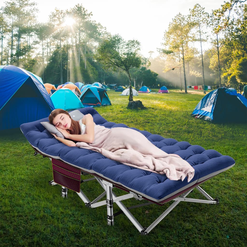 DoCred Portable Outdoor Sleeping Bed, Heavy Duty Camping Cot, Blue