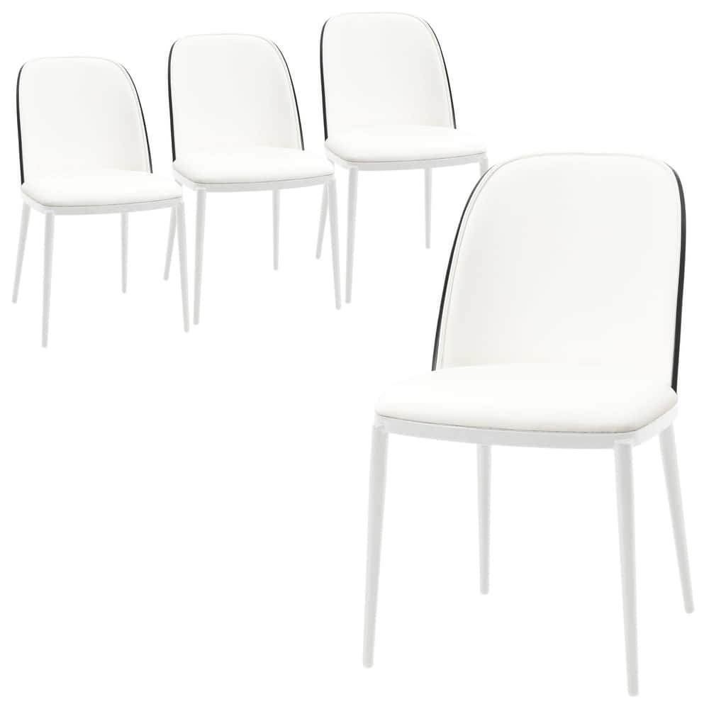 Tule Mid-Century Modern PU Leather/Velvet/Suede Fabric Upholstered Dining Chair with White Steel Frame (Set of 4)