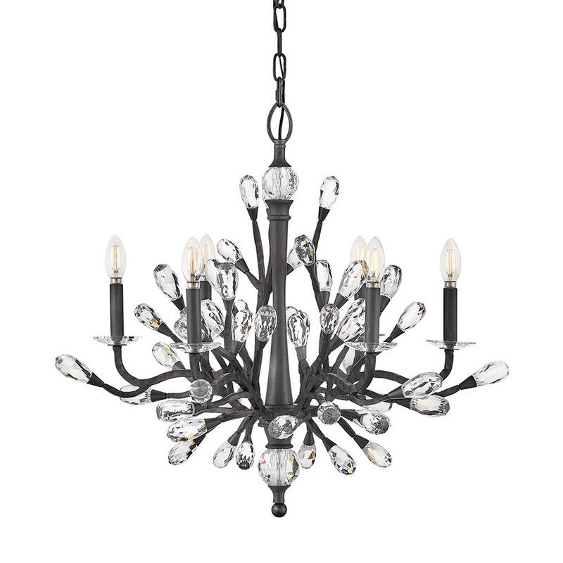 Fredrick Ramond FR46806 Eve 6 Light 26" Wide LED Crystal Candle Style - Brushed Graphite