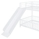 preview thumbnail 18 of 38, Twin over Twin Size Metal Bunk Bed with Slide and Guardrails for Kids, Boys and Girls, Bedroom