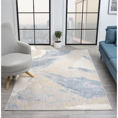 Babylon Abstract Gray and Beige Area Rug