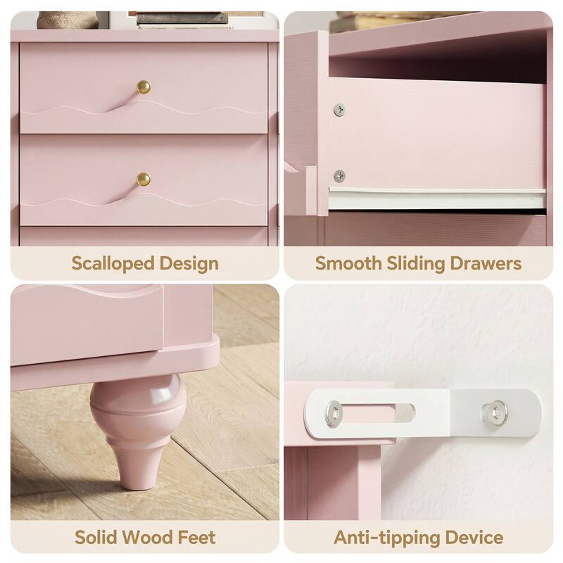 Narill Wave-Inspired 6-Drawer Dresser Closet Organizer, 43-In Chest of Drawers TV Stand