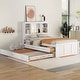 preview thumbnail 2 of 9, Twin Size Platform Bed with Storage Headboard & 3 Drawers, Wooden Bedframe w/ Twin Size Trundle & Charging Station-Antique Brown
